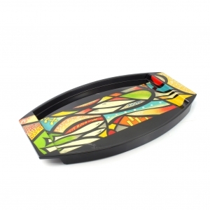 Handpainted Abstrasct Lacquer Tray